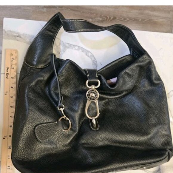 VTG Dooney & Bourke Black Pebble Leather Hobo Shoulder Bag With Matching Wallet - Picture 2 of 10